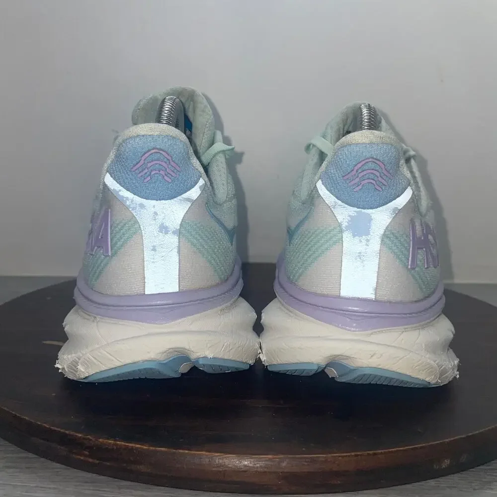 Hoka One One Clifton 9 Women Size 8.5 Blue Purple Running Walking Shoes Sneakers